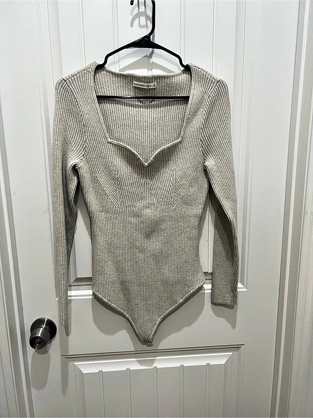 Abercrombie & Fitch Ribbed Bodysuit in Cream Size XL Like New
